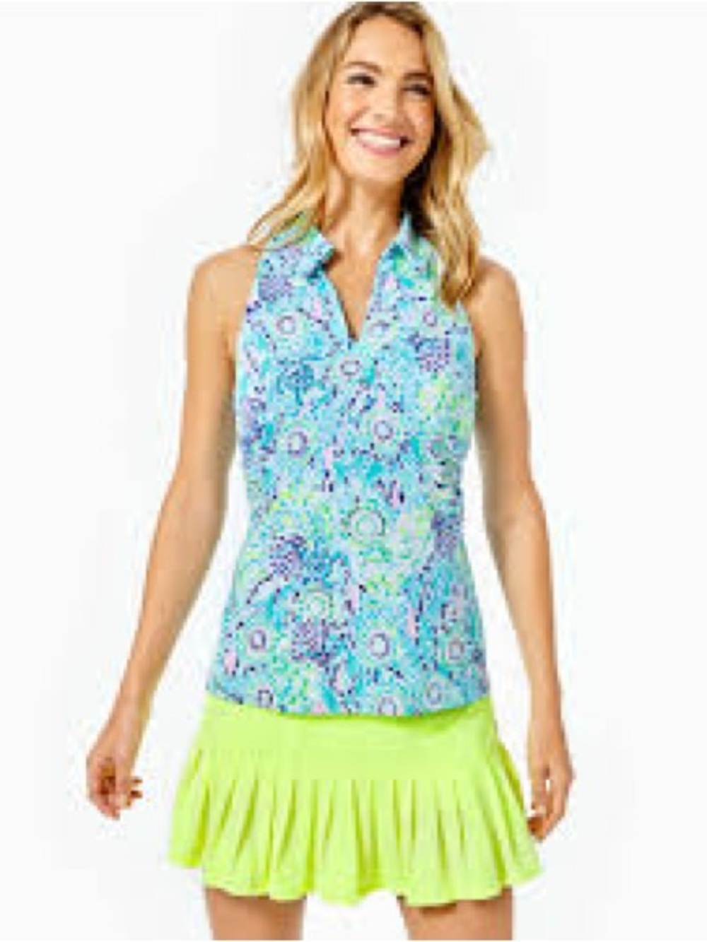 Lilly Pulitzer Luxletic Lakelyn Bra Polo Size Small Golf Tennis sleeveless tank